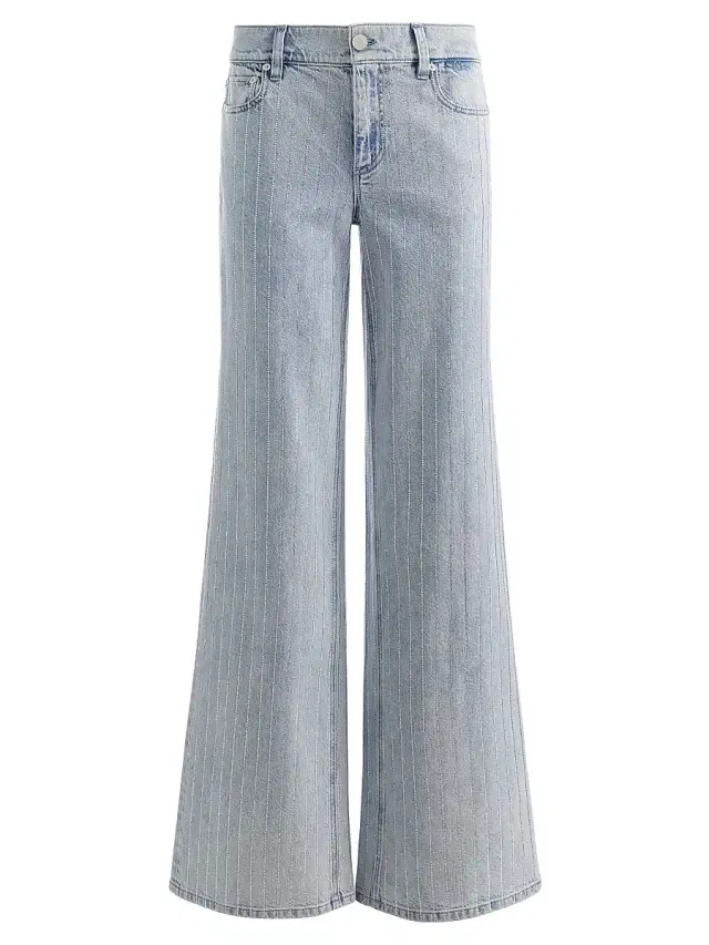 ALICE + OLIVIA Women's Embellished Wide-Leg Jeans - Rockstar Blue Clear Crystal