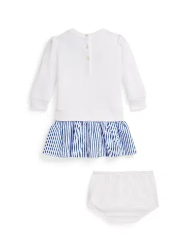Polo Ralph Lauren Baby Girl's Polo Bear Sweatshirt Jumpdress - White 9 Months | Thumbnail 2