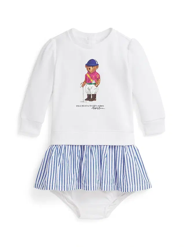 Polo Ralph Lauren Baby Girl's Polo Bear Sweatshirt Jumpdress - White 9 Months