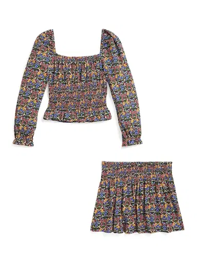 Polo Ralph Lauren Little Girl's & GIrl's Floral Smocked Cotton Jersey Top & Skirt Set - Chrystie Floral Cream | Thumbnail 2