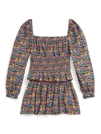 Polo Ralph Lauren Little Girl's & GIrl's Floral Smocked Cotton Jersey Top & Skirt Set - Chrystie Floral Cream | Thumbnail 1