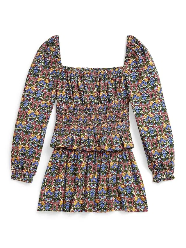 Polo Ralph Lauren Little Girl's & GIrl's Floral Smocked Cotton Jersey Top & Skirt Set - Chrystie Floral Cream