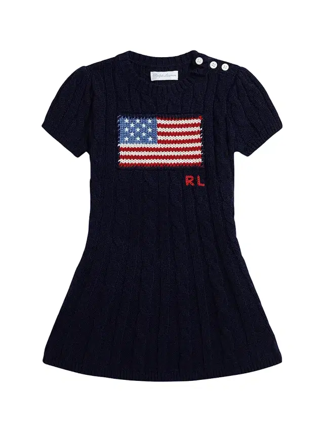 Polo Ralph Lauren Baby Girl's American Flag Cashmere Cable-Knit Dress - Navy 3 Months