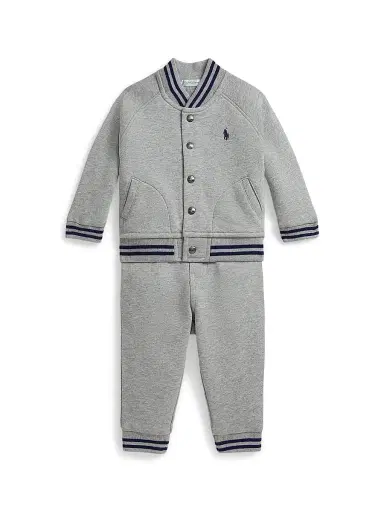 Polo Ralph Lauren Baby Boy's Cotton-Blend Fleece Baseball Jacket & Jogger Pants Set - Andover Heather 9 Months | Thumbnail 1 Polo Ralph Lauren Baby Boy's Cotton-Blend Fleece Baseball Jacket & Jogger Pants Set - Andover Heather 9 Months | Thumbnail 1