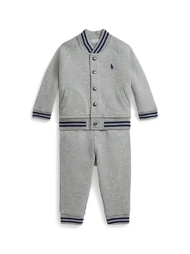 Polo Ralph Lauren Baby Boy's Cotton-Blend Fleece Baseball Jacket & Jogger Pants Set - Andover Heather 9 Months