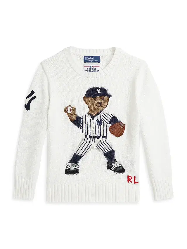 Polo Ralph Lauren Little Boy's & Boy's MLB Yankees Polo Bear Sweater - Deckwash White