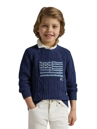 Polo Ralph Lauren Little Boy's Cotton Faded Flag Sweater - Navy | Thumbnail 3 Polo Ralph Lauren Little Boy's Cotton Faded Flag Sweater - Navy | Thumbnail 3