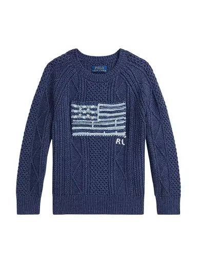 Polo Ralph Lauren Little Boy's Cotton Faded Flag Sweater - Navy | Thumbnail 1 Polo Ralph Lauren Little Boy's Cotton Faded Flag Sweater - Navy | Thumbnail 1