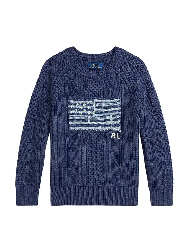 Polo Ralph Lauren Little Boy's Cotton Faded Flag Sweater - Navy