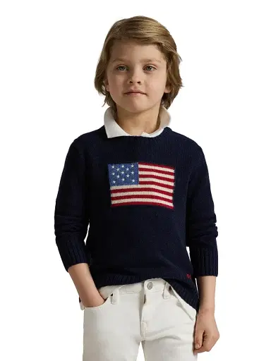 Polo Ralph Lauren Little Boy's American Flag Cashmere Sweater - Navy | Thumbnail 3 Polo Ralph Lauren Little Boy's American Flag Cashmere Sweater - Navy | Thumbnail 3