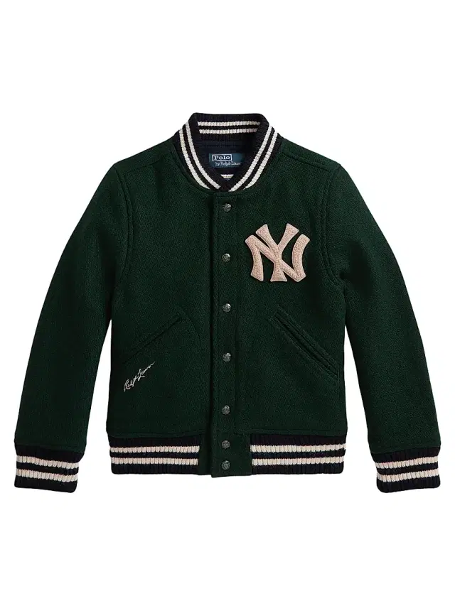 Polo Ralph Lauren Boy's New York Yankees Wool Bomber Jacket - Moss Agate