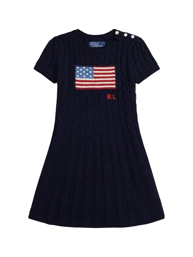 Polo Ralph Lauren Little Girl's American Flag Cashmere Cable-Knit Dress - Navy
