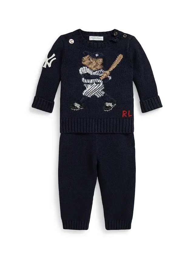 Polo Ralph Lauren Baby Boy's Yankees Polo Bear Knit Sweater & Pants Set - Rl Navy 6 Months