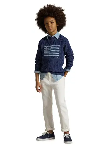 Polo Ralph Lauren Boy's Cotton Faded Flag Sweater - Navy | Thumbnail 4 Polo Ralph Lauren Boy's Cotton Faded Flag Sweater - Navy | Thumbnail 4