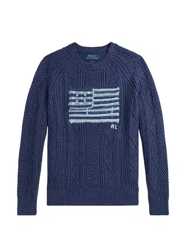 Polo Ralph Lauren Boy's Cotton Faded Flag Sweater - Navy | Thumbnail 1 Polo Ralph Lauren Boy's Cotton Faded Flag Sweater - Navy | Thumbnail 1