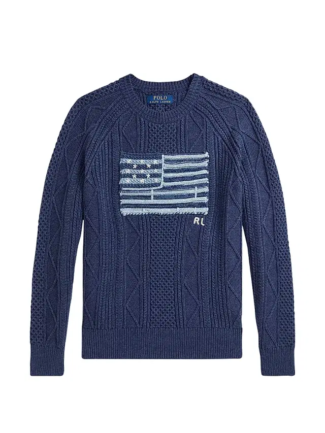 Polo Ralph Lauren Boy's Cotton Faded Flag Sweater - Navy