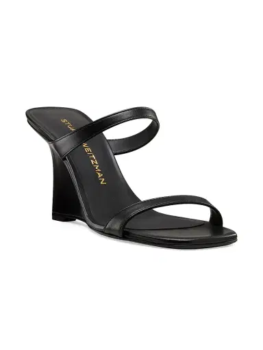 Stuart Weitzman Women's Vinnie 85MM Wedge Slip-On Sandals - Black - Size 9 | Thumbnail 2