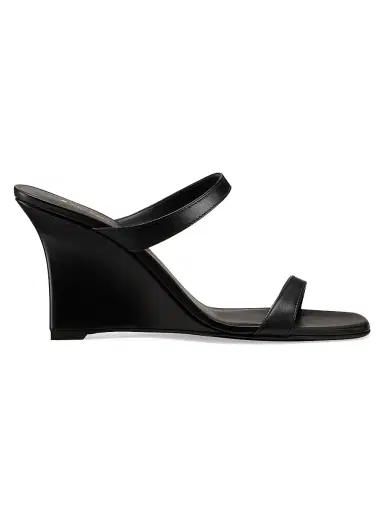 Stuart Weitzman Women's Vinnie 85MM Wedge Slip-On Sandals - Black - Size 9 | Thumbnail 1