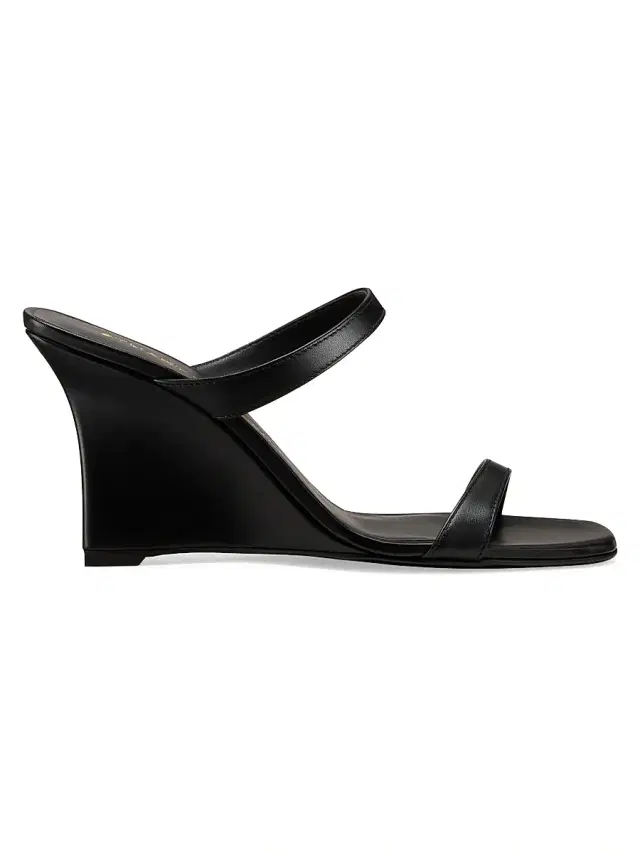 Stuart Weitzman Women's Vinnie 85MM Wedge Slip-On Sandals - Black