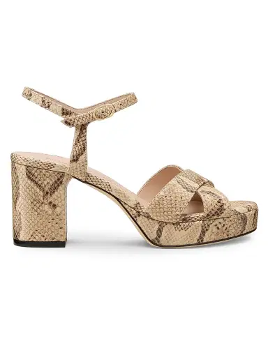 Stuart Weitzman Women's Dayna 80MM Snake-Print Leather Platform Sandals | Thumbnail 1 Stuart Weitzman Women's Dayna 80MM Snake-Print Leather Platform Sandals | Thumbnail 1