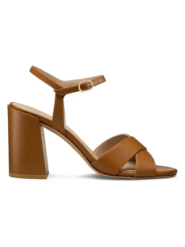 Stuart Weitzman Women's Alyssa 85MM Leather Block Sandals - Boho Tan