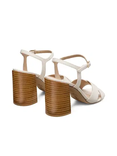 Stuart Weitzman Women's Alyssa 85MM Leather Block-Heel Sandals - Cream And New Camel | Thumbnail 4