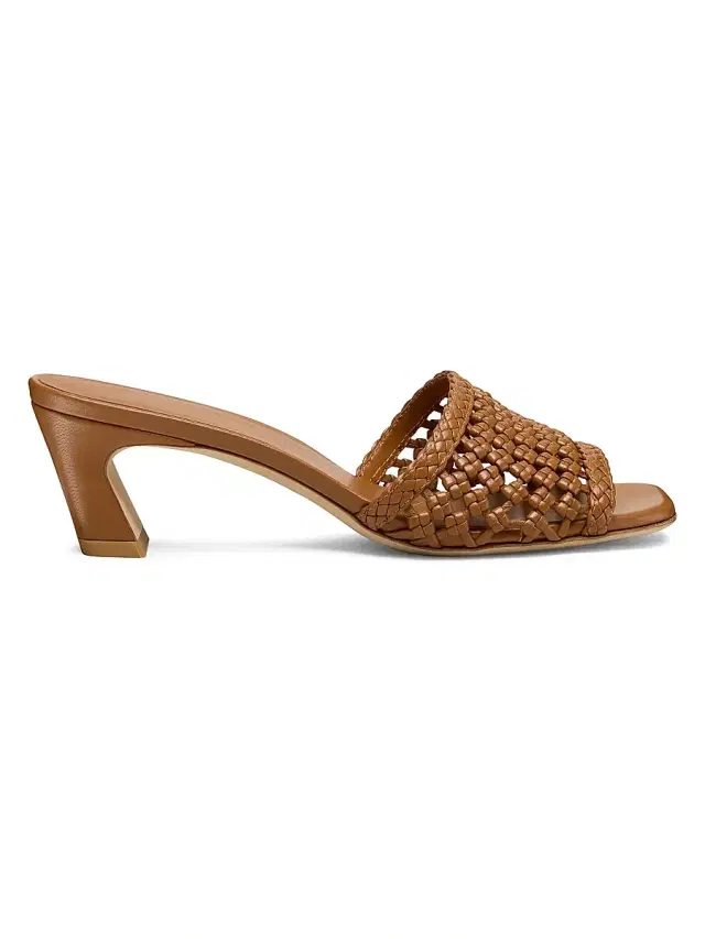 Stuart Weitzman Women's Marina 50MM Woven-Leather Block-Heel Sandals - Boho Tan
