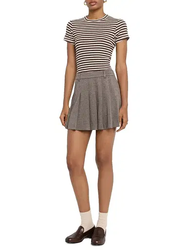 rag & bone Women's Luca Striped Baby T-Shirt -  Brown Multi | Thumbnail 2