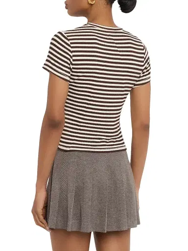rag & bone Women's Luca Striped Baby T-Shirt -  Brown Multi | Thumbnail 4