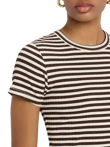 rag & bone Women's Luca Striped Baby T-Shirt -  Brown Multi | Thumbnail 5