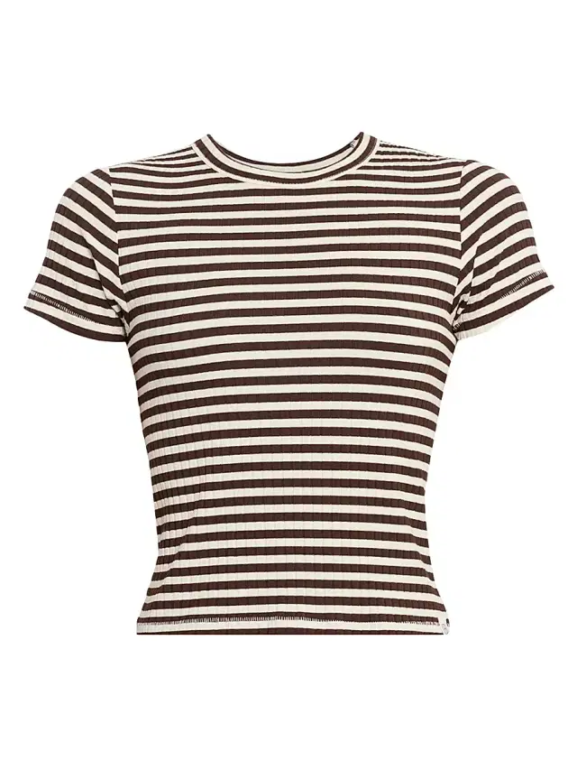 rag & bone Women's Luca Striped Baby T-Shirt -  Brown Multi