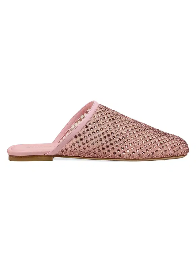 Stuart Weitzman Women's Bareitall Shine Crystal-Embellished Mules - Open Pink