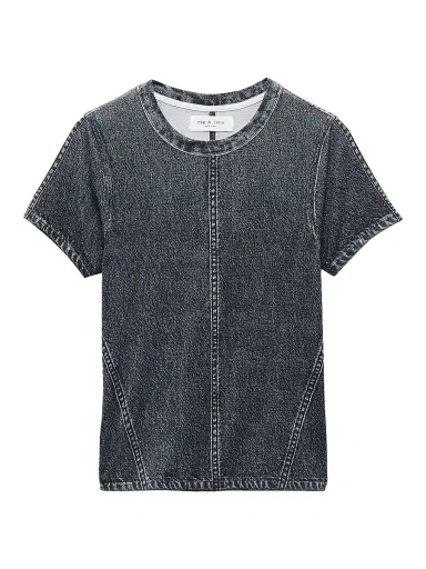 rag & bone Women's rb Miramar Jersey Baby T-Shirt - Washed Black | Thumbnail 1