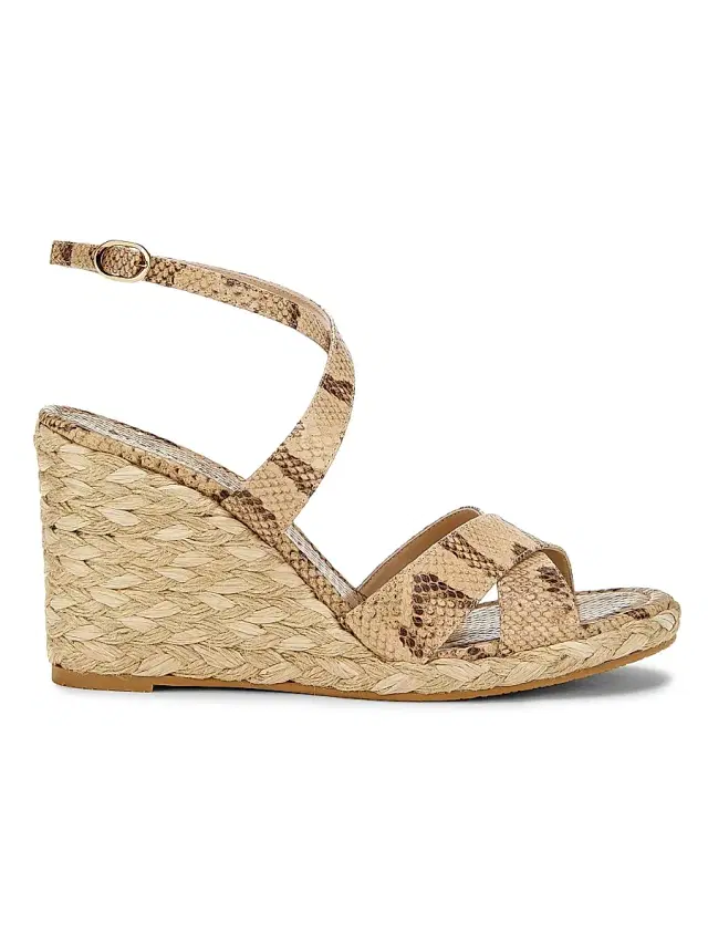 Stuart Weitzman Women's Alyssa Snake-Embossed Leather Wedge Sandals - Camel