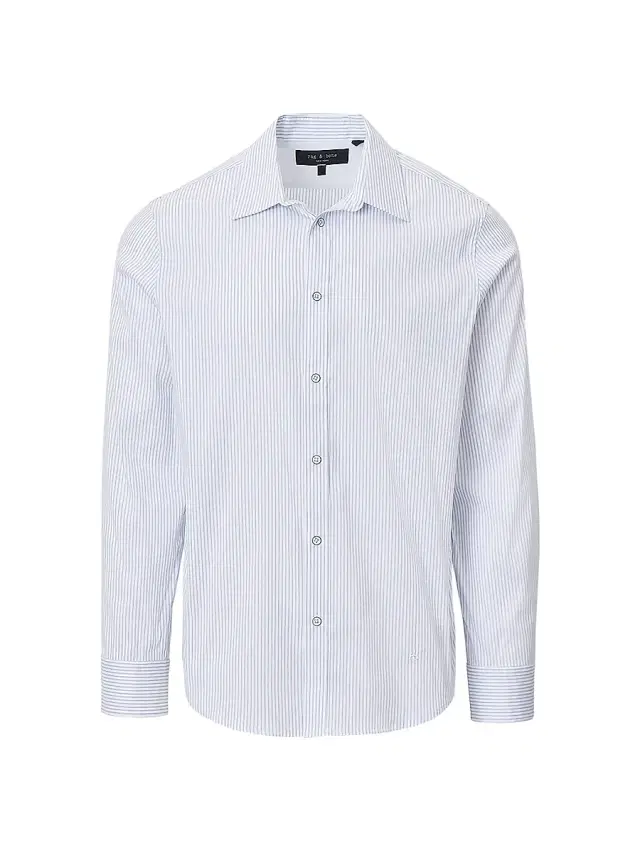 rag & bone Men's Patrick Striped Poplin Cotton-Blend Shirt - Blue Stripe