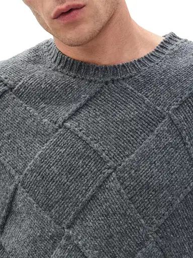 rag & bone Men's Hand-Knit Entrelac Crewneck Sweater - Charcoal | Thumbnail 6 rag & bone Men's Hand-Knit Entrelac Crewneck Sweater - Charcoal | Thumbnail 6
