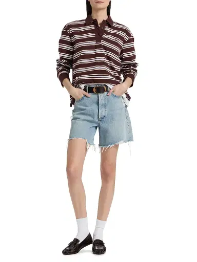 rag & bone Women's RB Rugby Stripe Polo Shirt | Thumbnail 2