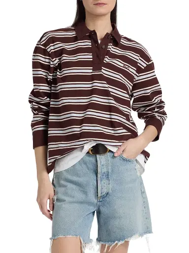 rag & bone Women's RB Rugby Stripe Polo Shirt | Thumbnail 3