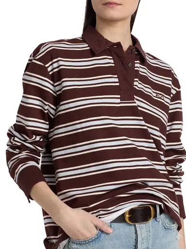 rag & bone Women's RB Rugby Stripe Polo Shirt | Thumbnail 6