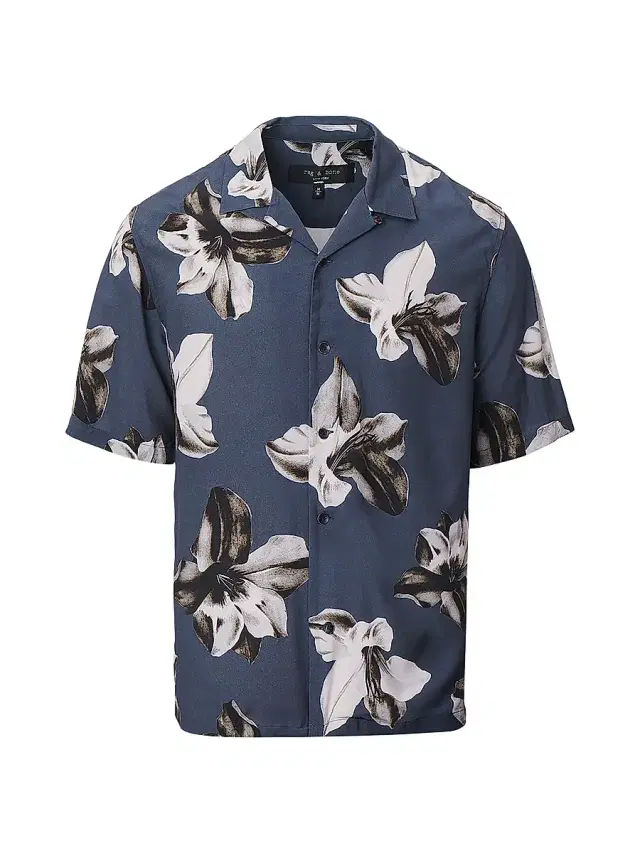 rag & bone Men's Avery Floral Camp Shirt - Navy
