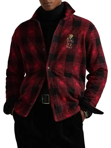 Polo Ralph Lauren Men's Polo Bear Plaid Fleece Shirt Jacket | Thumbnail 3