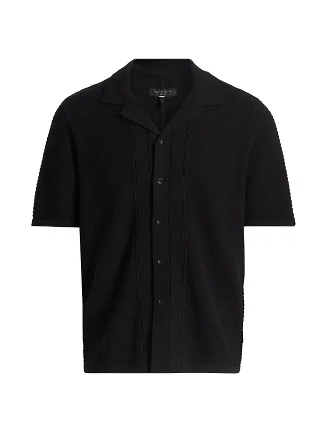 rag & bone Men's Zuma Ottoman Cotton-Blend Camp Shirt - Black