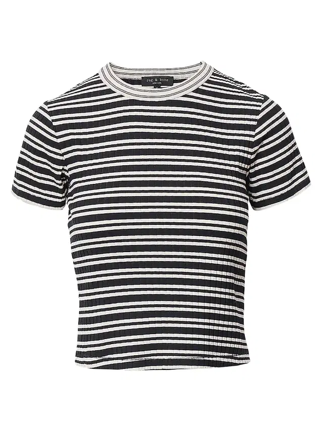 rag & bone Women's Luca Stripe Contrast T-Shirt -  Black Multi