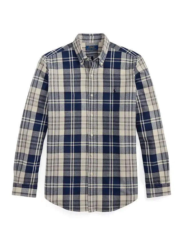 Polo Ralph Lauren Men's Plaid Brushed Cotton Oxford Shirt - Off White Navy Multi