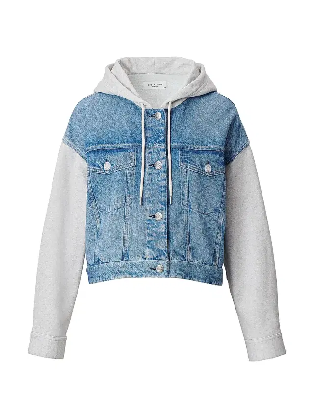 rag & bone Women's rb Miramar Terry Combo Hooded Trucker Jacket - Sport Combo