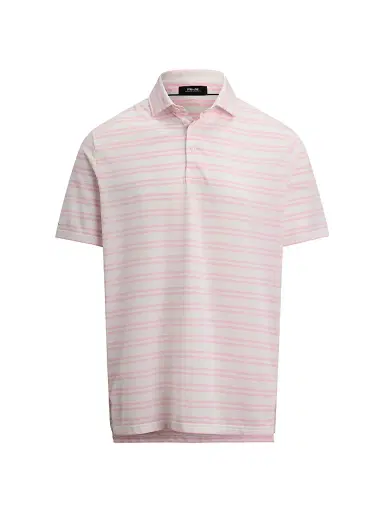 Polo Ralph Lauren Men's Tour Pique Striped Polo Shirt - Carmel Pink Ceramic White - Size XXL | Thumbnail 1 Polo Ralph Lauren Men's Tour Pique Striped Polo Shirt - Carmel Pink Ceramic White - Size XXL | Thumbnail 1
