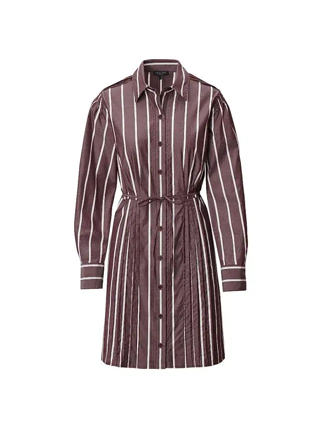 rag & bone Women's Taylor Striped Cotton A-Line Mini-Shirtdress - Rosewood Strip