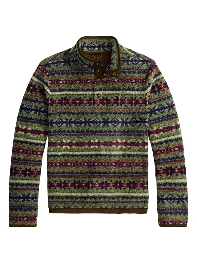 Polo Ralph Lauren Men's Fair Isle-Inspired Fleece Pullover - Green Combo