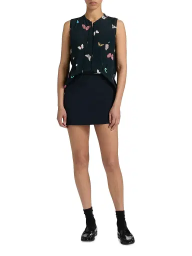 rag & bone Women's Arden Butterfly-Printed Pleated Sleeveless Blouse - Black Butterfly Multi - Size XL | Thumbnail 2 rag & bone Women's Arden Butterfly-Printed Pleated Sleeveless Blouse - Black Butterfly Multi - Size XL | Thumbnail 2