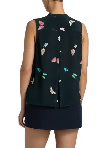 rag & bone Women's Arden Butterfly-Printed Pleated Sleeveless Blouse - Black Butterfly Multi - Size XL | Thumbnail 5 rag & bone Women's Arden Butterfly-Printed Pleated Sleeveless Blouse - Black Butterfly Multi - Size XL | Thumbnail 5